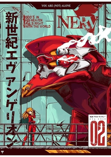 Evangelion - Eva 02 Renkli Poster Tablo Ahşap Poster Dekoratif