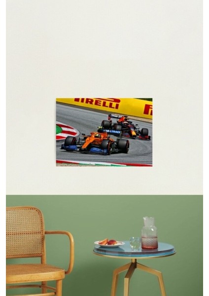 Lando Norris, 2020 Avusturya Grand Prix Max Verstappen ile Savaşıyor Tablo Ahşap Poster Dekoratif