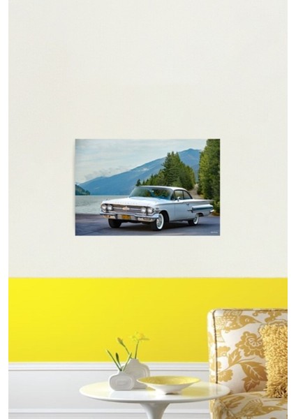 1960 Chevrolet Impala Hardtop Tablo Ahşap Poster Dekoratif fiyatları