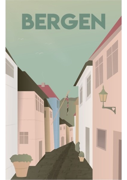 Bergen Tablo Ahşap Poster Dekoratif