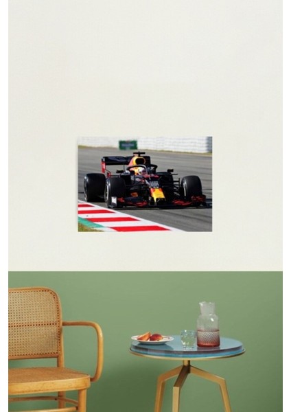 2020 F1 Aracında Max Verstappen Tablo Ahşap Poster Dekoratif