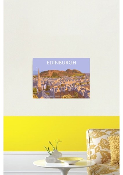 Edinburgh, Salisbury Kayalıkları, Arthur'un Koltuğu Tablo Ahşap Poster Dekoratif