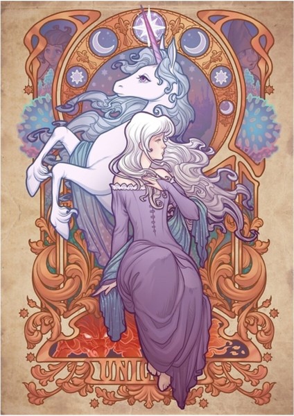 Lady Amalthea - Son Tek Boynuzlu At Tablo Ahşap Poster Dekoratif