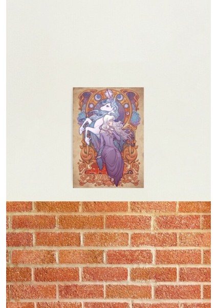 Lady Amalthea - Son Tek Boynuzlu At Tablo Ahşap Poster Dekoratif