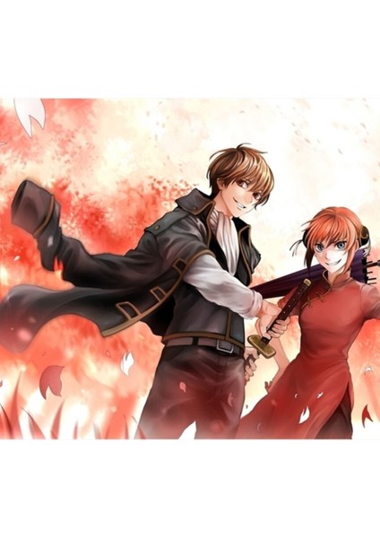 Gintama - Okita Sougo x Kagura (Okikagu) Tablo Ahşap Poster Dekoratif