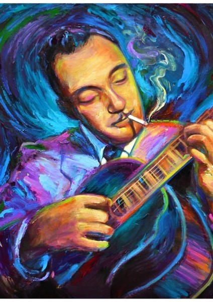 Django Reinhardt Çingene Caz Gitaristi, Robert Phelps Tablo Ahşap Poster Dekoratif