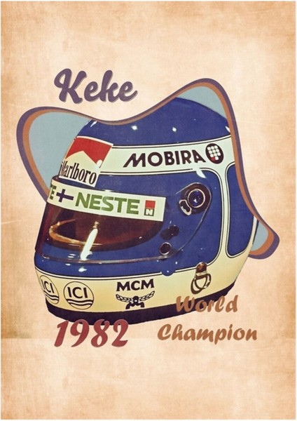 Keke Rosberg'in Kaskı Tablo Ahşap Poster Dekoratif