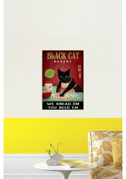 Kara Kedi Fırın Tablo Ahşap Poster Dekoratif fiyatları