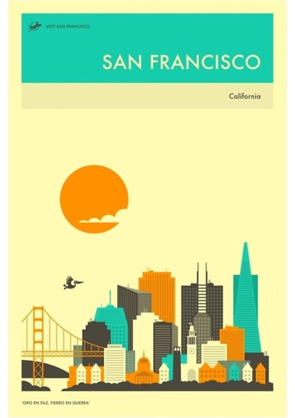 San Francısco Seyahat Afişi Tablo Ahşap Poster Dekoratif