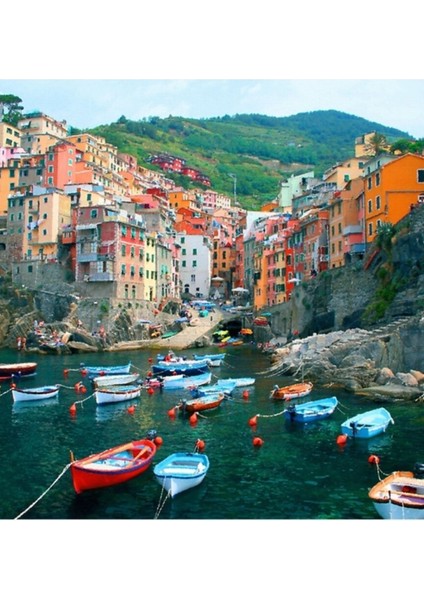 Italya. Cinque Terre Marina Tablo Ahşap Poster Dekoratif