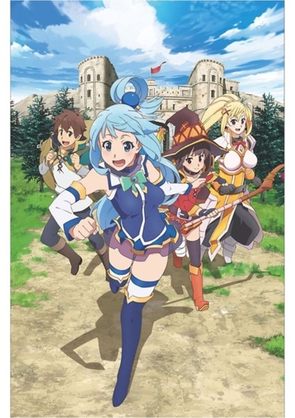 Konosuba - Aqua Megumin Darkness Kazuma Tablo Ahşap Poster Dekoratif