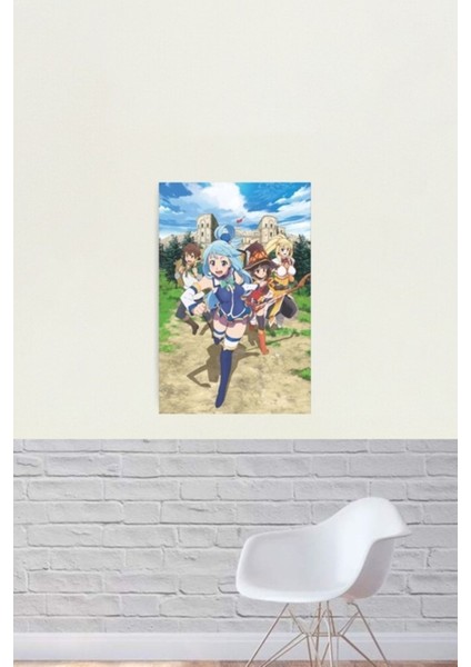 Konosuba - Aqua Megumin Darkness Kazuma Tablo Ahşap Poster Dekoratif fiyatları
