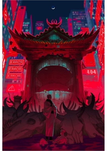 Ryoumen Sukuna Kötü Niyetli Tapınak Sanatı - Jujutsu Kaisen Tablo Ahşap Poster Dekoratif