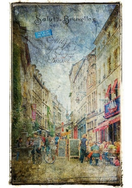 Rue De Rollebeek, Sablon, Brüksel – Unutulmuş Kartpostal Tablo Ahşap Poster Dekoratif