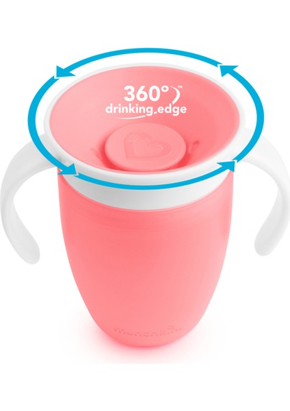 Mucize 360° Alıştırma Bardağı 6AY+, 207ML, Pembe, 1 Adet