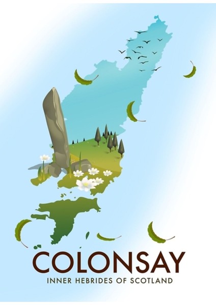 Iskoçya'nın Colonsay Iç Hebridleri, Tablo Ahşap Poster Dekoratif