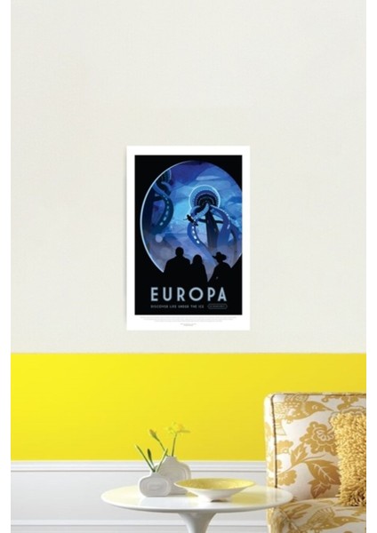 Europa - Exoplanet Seyahat Bürosu, Jpl Seyahat Posteri Gezegenler Tablo Ahşap Poster Dekoratif