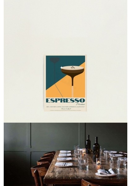Vintage Espresso Tablo Ahşap Poster Dekoratif