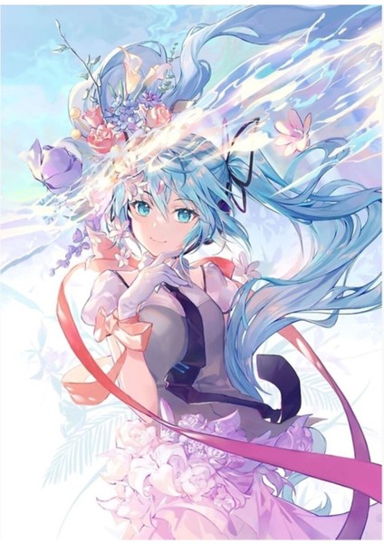 Miku Mavi Gökyüzü Tablo Ahşap Poster Dekoratif