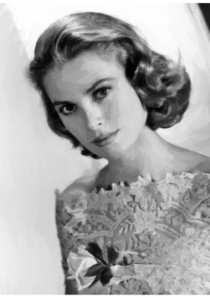 Grace Kelly Oil Painting Tablo Ahşap Poster Dekoratif