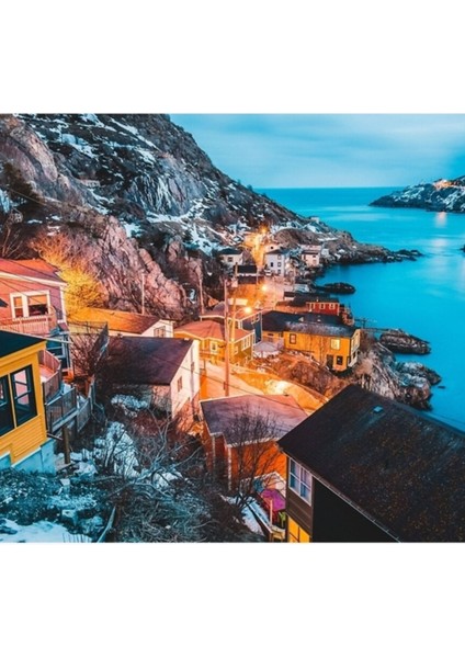 Bataryada Mavi Saat Gün Batımı. John's, Newfoundland, Kanada Tablo Ahşap Poster Dekoratif