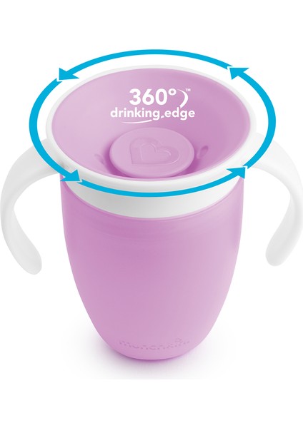 Mucize 360° Alıştırma Bardağı, 6AY+, 207ML, Mor, 1 Adet