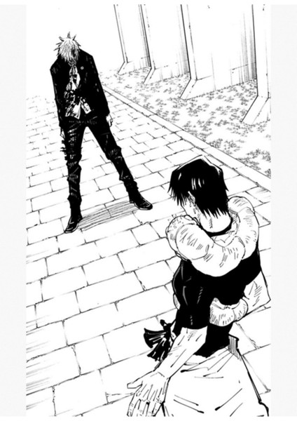Gojo, Toji ile Yüzleşiyor - Jujutsu Kaisen Manga Panel Tablo Ahşap Poster Dekoratif