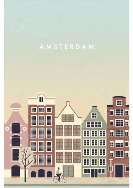 Amsterdam Seyahat Afişi Tablo Ahşap Poster Dekoratif