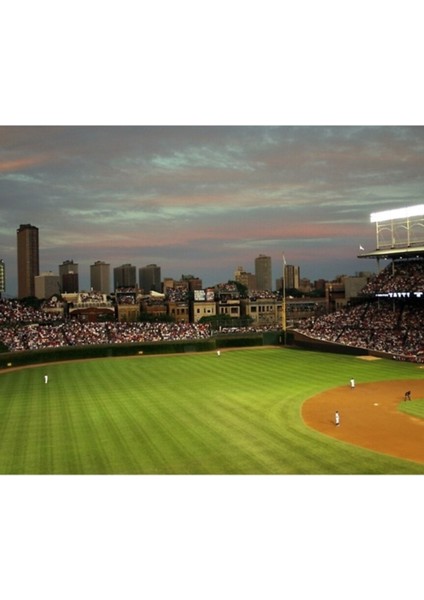 Alacakaranlıkta Wrigley Field Tablo Ahşap Poster Dekoratif