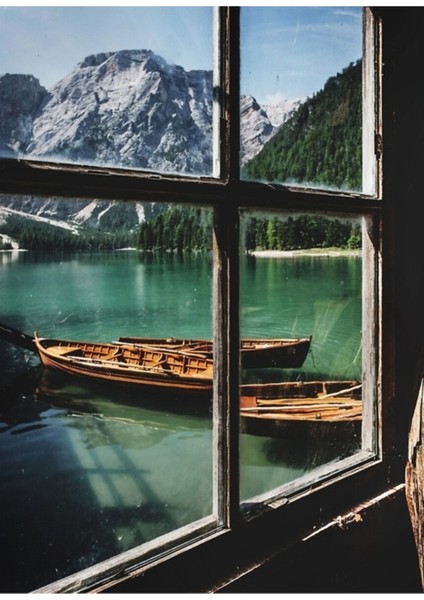 Macerayı Yaşa - Lago Di Braies Xııı Tablo Ahşap Poster Dekoratif
