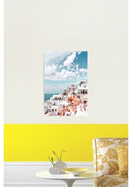 Santorini Oia Yunanistan Tablo Ahşap Poster Dekoratif