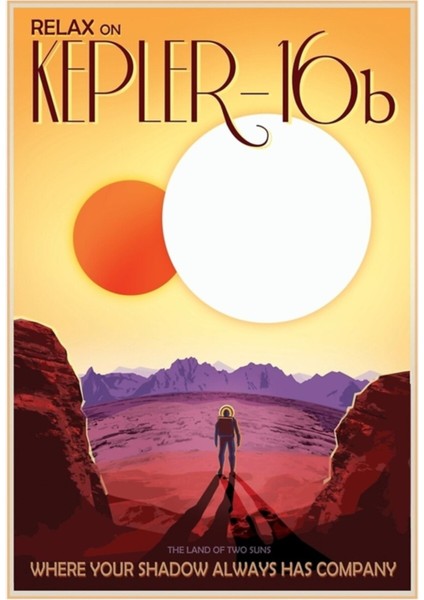 KEPLER-16B'DE Rahatlayın Iki Güneş Ülkesi Nasa Poster Serisi Tablo Ahşap Poster Dekoratif