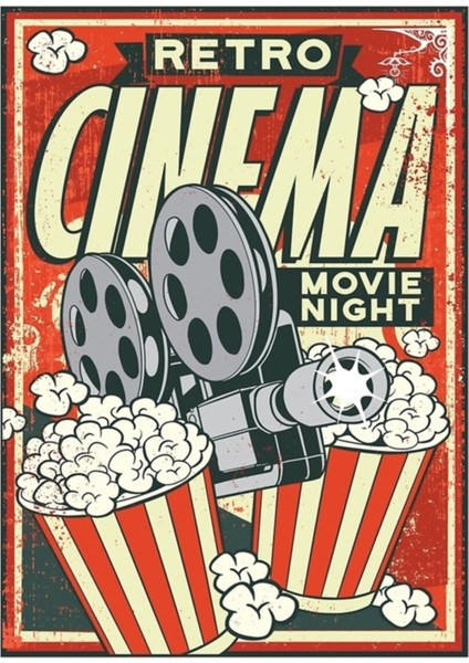 Cinema Movie Night Tablo Ahşap Poster Dekoratif