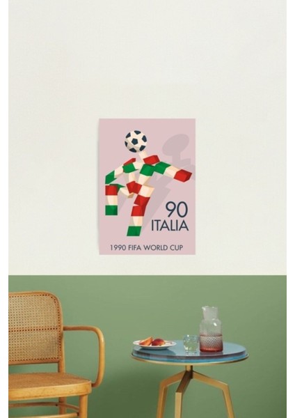 Vintage Dünya Kupası Afişi, Ciao Italia 90 Maskot, Eski Futbol Baskısı Tablo Ahşap Poster Dekoratif fiyatları