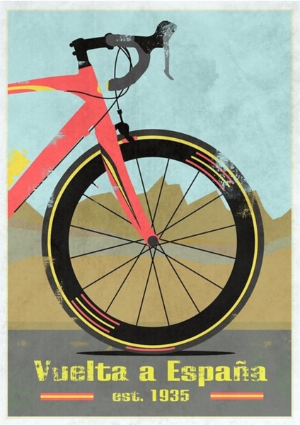 Vuelta A España Bisiklet Tablo Ahşap Poster Dekoratif