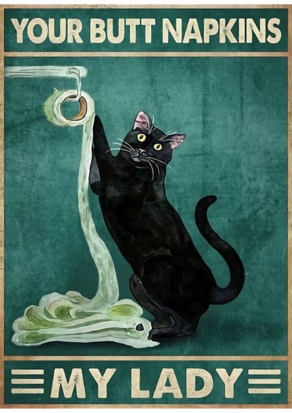 Popon Peçete Kedin My Lady Tablo Ahşap Poster Dekoratif