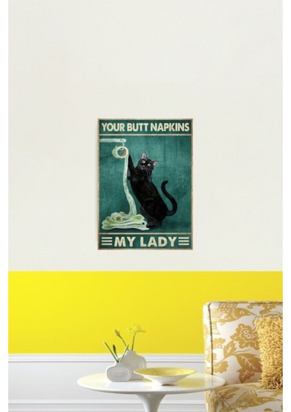 Popon Peçete Kedin My Lady Tablo Ahşap Poster Dekoratif fiyatları