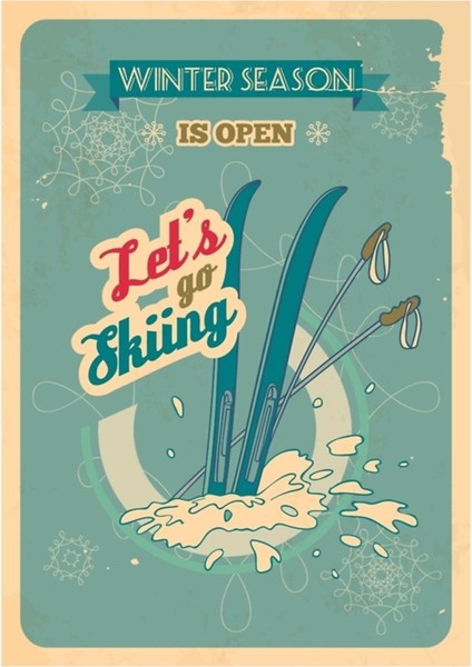 Hadi Kaymaya Gidelim Retro Poster. Vintage Stil Tasarım Tablo Ahşap Poster Dekoratif