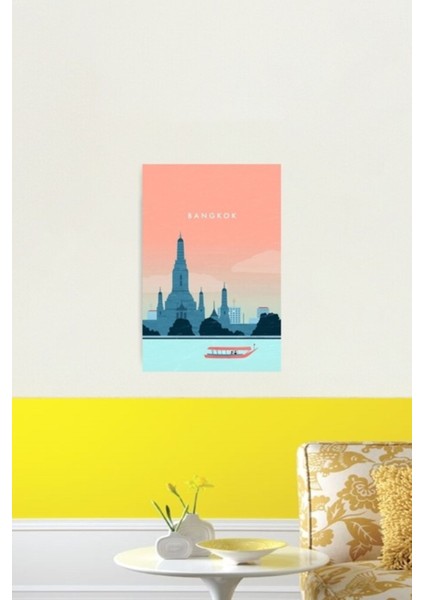 Bangkok Seyahat Afişi Tablo Ahşap Poster Dekoratif fiyatları