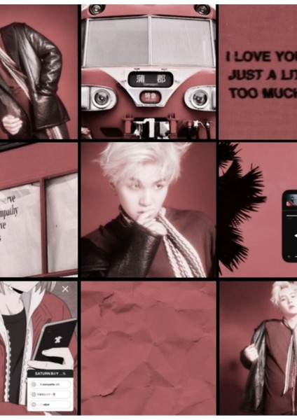 Subha Kırmızı Aşk Estetik Moodboard Tablo Ahşap Poster Dekoratif KOD710