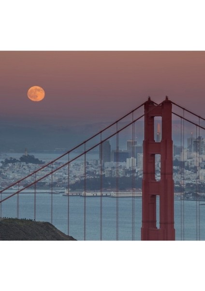 Ay, San Francisco, Golden Gate Tablo Ahşap Poster Dekoratif