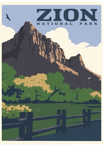 Zion Ulusal Parkı Seyahat Poster Tablo Ahşap Poster Dekoratif
