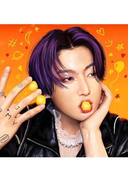 Jungkook Şeftali Tablo Ahşap Poster Dekoratif KOD3445