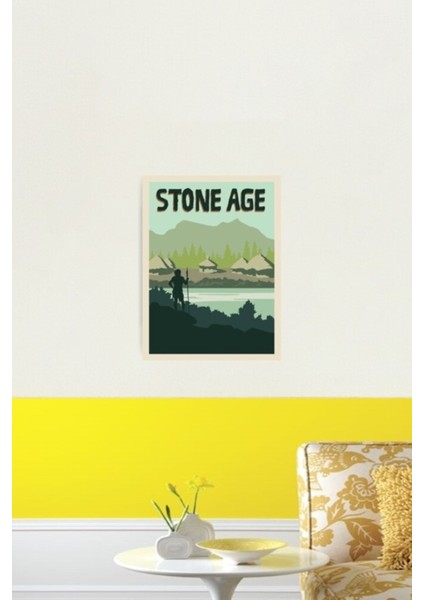 Taş Devri Masa Oyunu - Minimalist Seyahat Poster Tarzı - Oyun Sanatı Tablo Ahşap Poster Dekoratif fiyatları