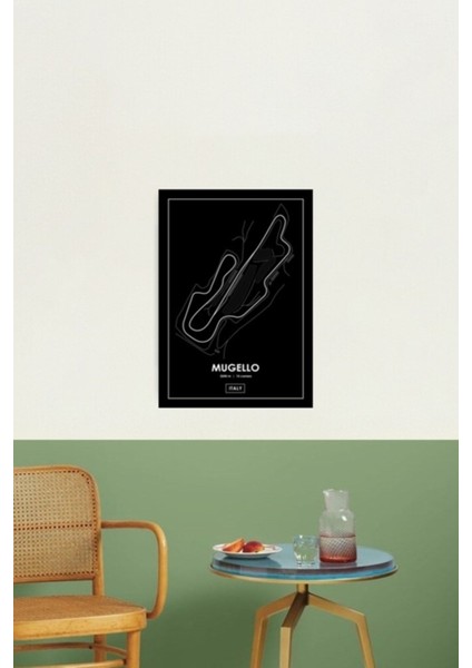 Mugello - Italya Güzergah Haritası Beyaz Tablo Ahşap Poster Dekoratif fiyatları