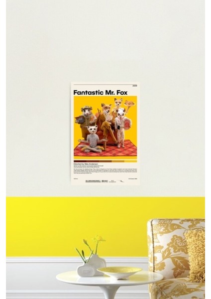 Fantastik Bay Fox Wes Anderson, Minimalist Film Posteri, Vintage Retro Ahşap Poster