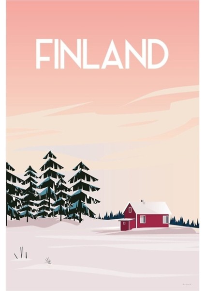 Finlandiya Seyahat Afişi Aurora Borealis Kuzey Işıkları Tablo Ahşap Poster Dekoratif
