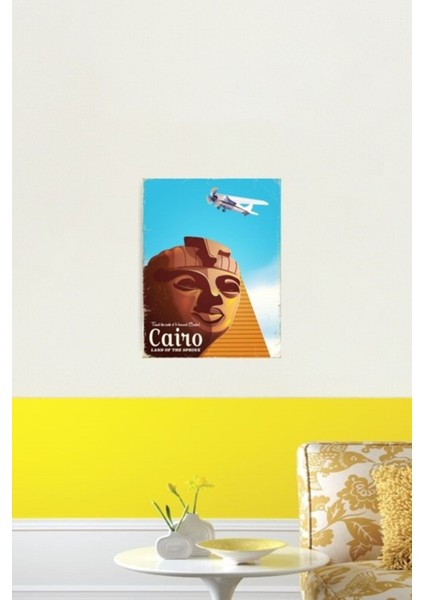 Kahire Mısır Tarzı Seyahat Posteri Tablo Ahşap Poster Dekoratif
