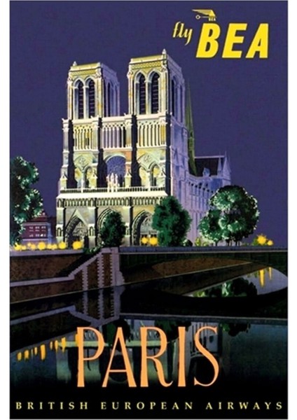 Paris Havayolu Seyahati 1950'LERIN Tablo Ahşap Poster Dekoratifsı