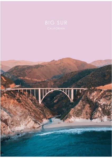 Big Sur, California Seyahat Tablo Ahşap Poster Dekoratif